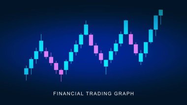 Mum çubuğu tarzında finansal ticaret grafiği konsepti. İş yatırım geçmişi konsepti. Vektör illüstrasyonu.