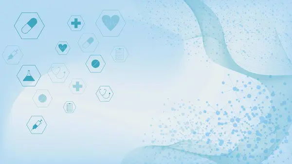 Gesundheitswesen Und Medizinischer Hintergrund Mit Wissenschaftlichen Ikonen Medizintechnik Innovationskonzept Design — Stockvektor