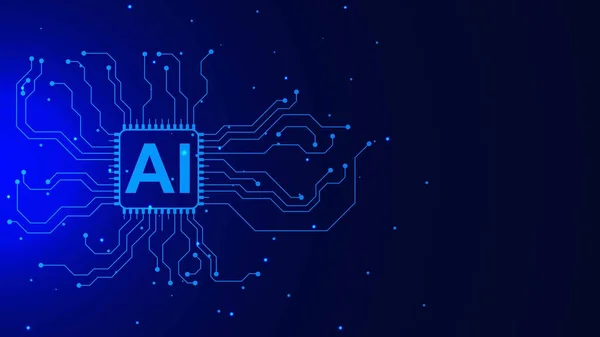 Yapay zeka geçmişi için elektronik devre kartı teknolojisi olan mikroçip işlemcisi. Vektör illüstrasyonu.