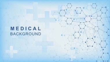 Çapraz şekilli tıbbi, kimya ve bilim konsepti için modern soyut moleküler yapı. Vektör illüstrasyonu.