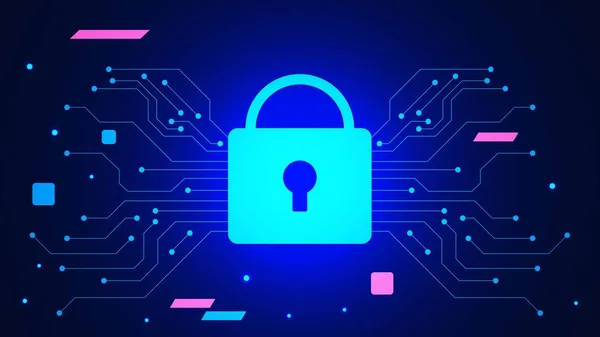 Cyber Security Data Protection Background Padlock Electronic Circuit Board Безпечна — стоковий вектор