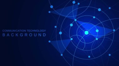 Geometrik devre noktaları ve iletişim teknolojisi ve sosyal ağ konsepti için bağlantı noktaları ve çizgileri. Vektör illüstrasyonu.