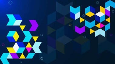 Yaratıcı fikir geçmişi için soyut renkli çokgen şekiller. Vektör illüstrasyonu.