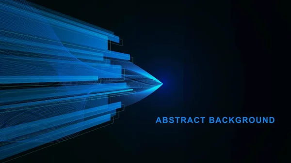 Abstract Glowing Straight Lines Wave Flow Dark Blue Background Big Vector Graphics