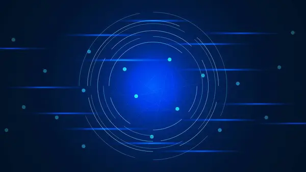 stock vector Big data visualization and machine learning concept with circle line and connecting dots and lines. Science and technology background design. Vector illustration.