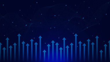 Noktaları birleştiren oklar ve finansal tablolar. Leylek pazarı ve finansal yatırım büyüme kavramı. Vektör illüstrasyonu.