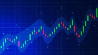 Finansal yatırım için iş mumu ya da grafik çizelgesi. Borsa, ön x ticaret konsepti geçmişi. Vektör illüstrasyonu.