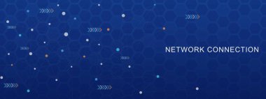 Noktaları ve çizgileri birleştiren soyut ağ bağlantısı kavramı. Küresel iletişim teknolojisi arka plan tasarımı. Vektör illüstrasyonu.