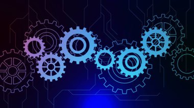 Mekanizma konsept makine teknolojisi tasarım arka planı için çarklar. Vektör illüstrasyonu.