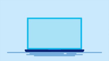 Çevrimiçi vergi kavramı, dizüstü bilgisayar, hesap makinesi, dolar sikkeleri ve online vergi hesaplaması ve ödemesi için belge. Düz animasyon video klibi.