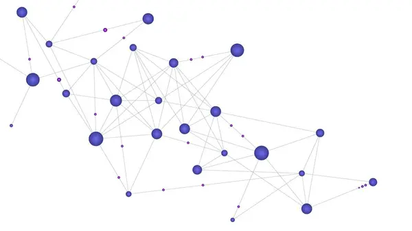 Gradyan noktaları ve çizgi bağlantılarıyla soyut çokgen arkaplan. Dijital teknoloji ve pleksus ile küresel ağ bağlantısı. Vektör illüstrasyonu