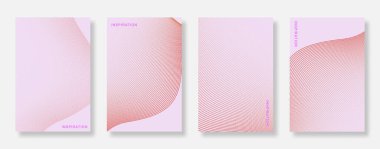 Soyut basit çizgi dalga poster tasarımı seti. Pankart, broşür, kitap kapağı, müzik ve reklamlar için zarif ve minimal kapak şablonu. Vektör illüstrasyonu