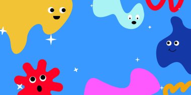 Çocuklar ve çocuklar için güzel renkli, sevimli canavar karalama elementleri tasarım konsepti. Okul geçmişine dönmek için uygun. Vektör illüstrasyonu