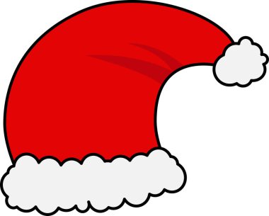 Kırmızı Noel şapkası beyaz arka planda izole edilmiş. Vektör illüstrasyonu