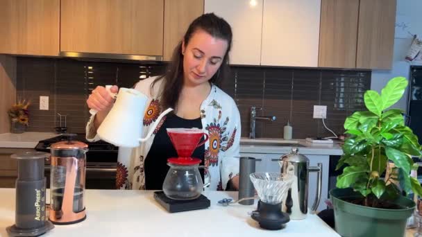 Mooie Latina Coffee Shop Eigenaar Bezig Met Het Controleren Van — Stockvideo