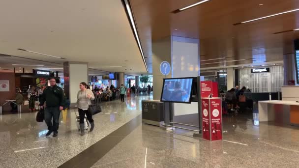 Canadá Yyc Aeroporto Calgary Pessoas Dentro Aeroporto Pessoas Passam Por — Vídeo de Stock