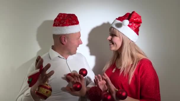 Pozvánka Večírek Nový Rok Vánoční Muž Žena Dospělí Tančí Jejich — Stock video