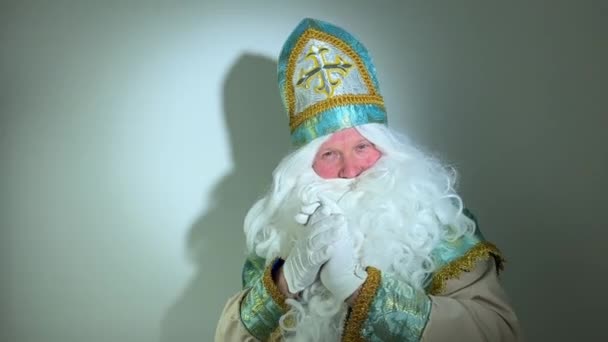 Verschillende Positieve Emoties Van Sint Nicolaas Wonderwerker Die Oprichter Van — Stockvideo
