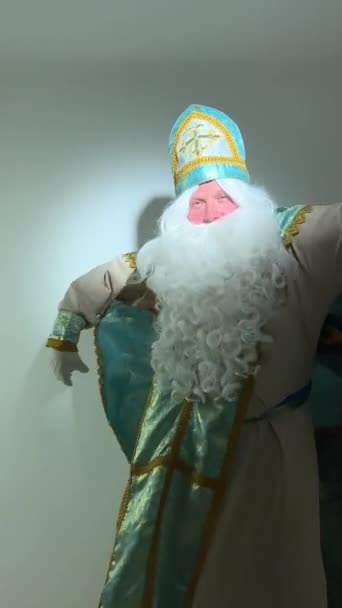 Fairy Tale Months Nicholas Wonderworker Saint Nicholas Founder Santa Freezing — Stock Video