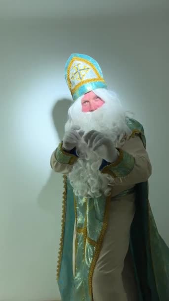 Pohádka Měsíců Nicholas Wonderworker Saint Nicholas Zakladatel Santa Freezing Moroz — Stock video