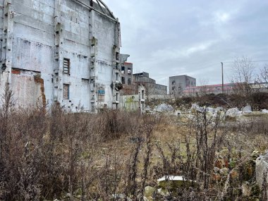 Vinnytsia Ukrayna Kimya fabrikası zaman içinde harabe ve bitki kalıntıları giderek daha çok kabuk çarpması ve her şeyi yok edişi gibi görünüyor.