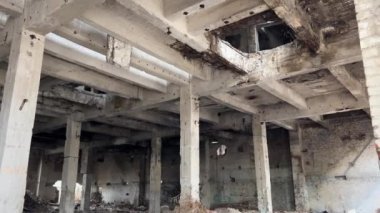 war in the city air bomb hit a residential apartment building ruins at chemical plant in Ukraine devastation. No war. we are for peace. glory to ukarina real life horror movie empty shitty place