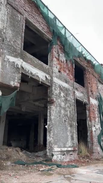 War City Air Bomb Hit Residential Apartment Building Ruins Chemical — Vídeo de stock