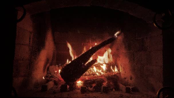 Ogień Kominku Pile Energii Cieplnej Gęsta Czerwono Żółta Energia Cieplna — Wideo stockowe