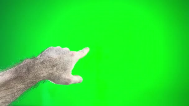 Set Gestures Controlling Touch Screen Male Hand Green Screen Beautiful — Wideo stockowe