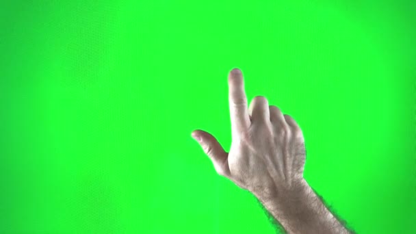 Set Gestures Controlling Touch Screen Male Hand Green Screen Beautiful — Vídeo de Stock