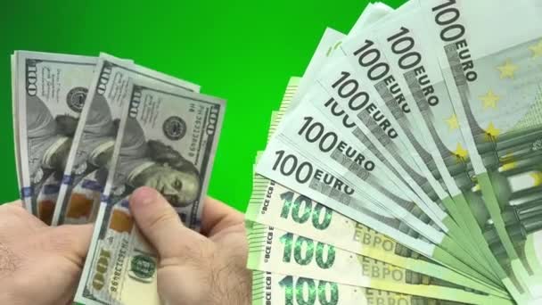 Několik Bankovek Sto Které Drží Dolary Pohled Ruce Obchodnic Počítající — Stock video