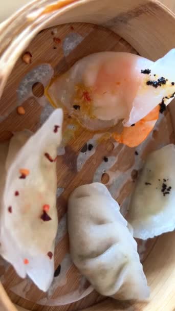 Dim Sam Asian Chineese Dumpling Pelmeni Close Food Truck Festival — Video