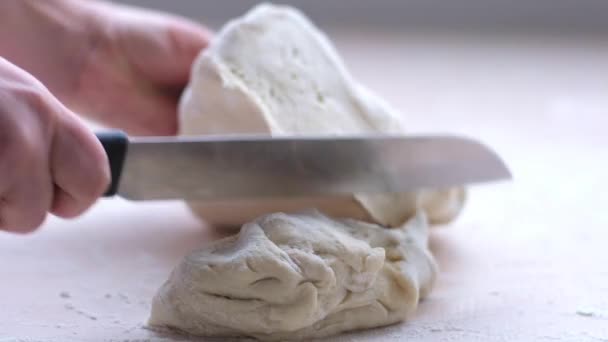 Separator Knife Dough Sweet Dough Baking Light Table Flour Butter — Vídeo de stock