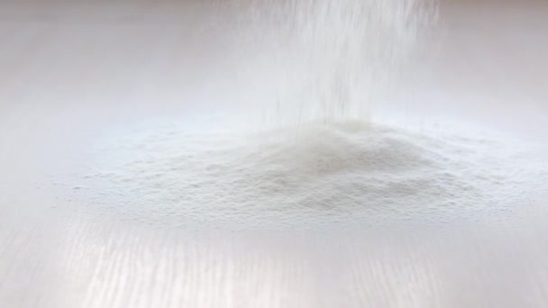 Wheat Flour Slow Motion Flour Pours Light Table Flows Rays — Video Stock