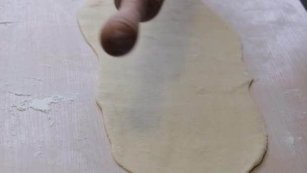 Rolling Pin Downloaded Dough Pies Pizza Close Light Table How — Stock video