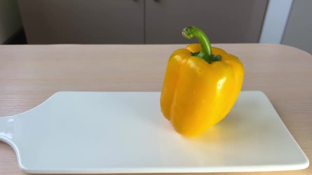 Probably Porcelain Board Yellow Pepper Stands Still Place Text Nothing — Stock video