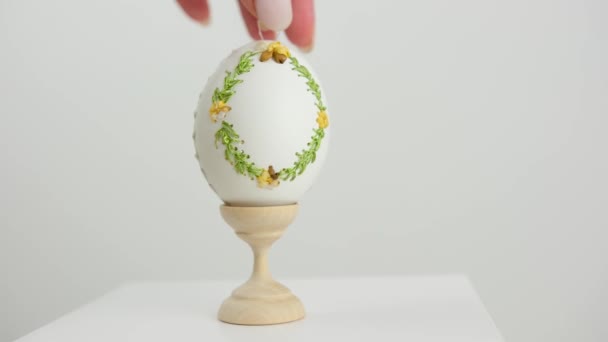 Páscoa Primavera Feriado Cozinhar Krashenok Decorar Cascas Ovos Bordado Ovos — Vídeo de Stock