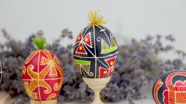 Pysanky are raw eggs painted with beeswax and paints that are given to each other for Easter dip a steel pen into hot wax on a raw cold egg to draw patterns Pen for painting Easter eggs with wax