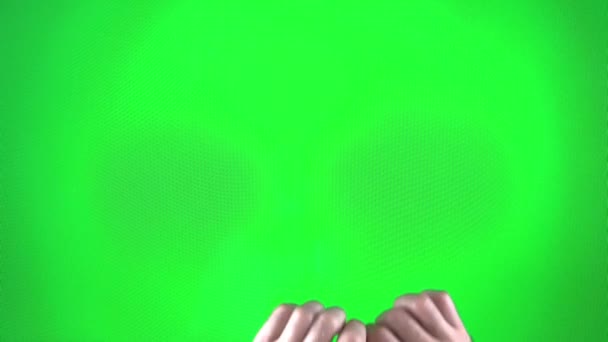 Green Background Male Hands Draw Heart Chromakey Space Advertising Text — Stockvideo