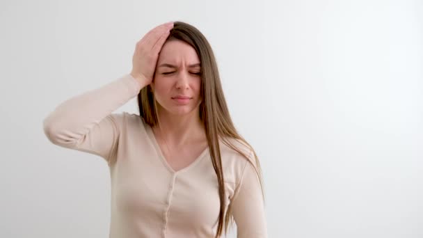 Headache Headache Medicine Migraine Get Sick Flu Coronavirus Consequences Disease — Stockvideo