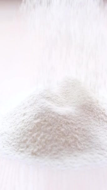 Wheat Flour Slow Motion Flour Pours Light Table Flows Rays — Video
