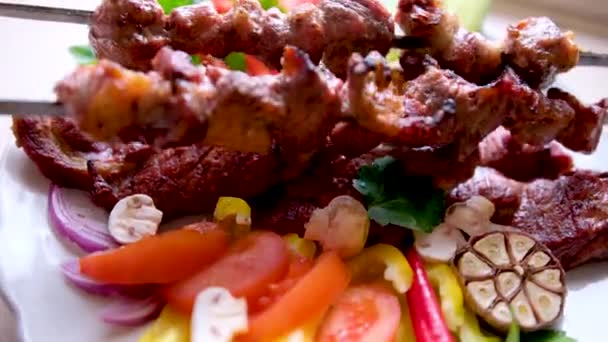 Prato Carne Mais Importante Cozinha Turca Kebabs Produto Rico Que — Vídeo de Stock