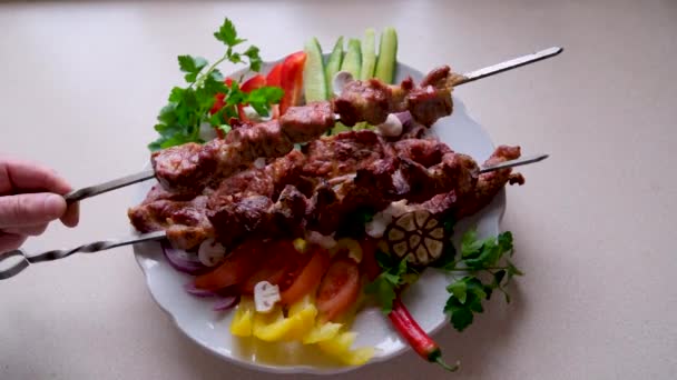 Prato Carne Mais Importante Cozinha Turca Kebabs Produto Rico Que — Vídeo de Stock