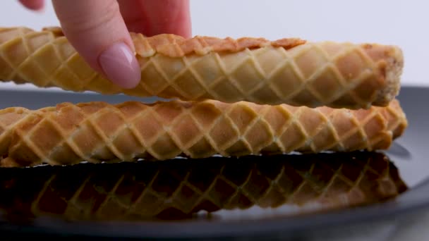 Bread Sticks Isolated Pretzel Sticks Pile Straws Long Rusks White — Stock Video