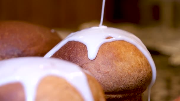 Preparare Torte Pasquali Vacanze Glaze Topping Pasqua Filmati Alta Qualità — Video Stock