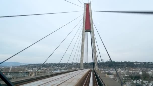 Vancouver Puente Del Tren Del Cielo Brownsville Surrey Canadá Imágenes — Vídeos de Stock
