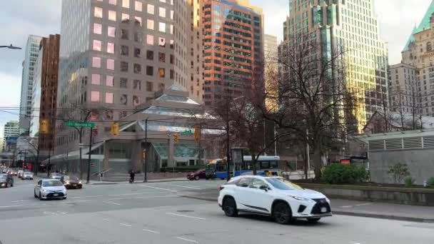 Vancouver Canada 2023 Büyük Şehir Hayatı Gökdelenler Yeni Modern Eski — Stok video