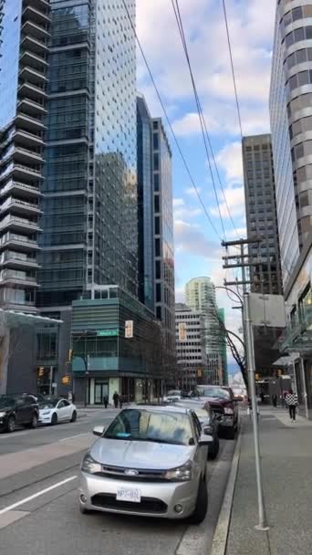 Vancouver Canadá 2023 Metrópolis Grandes Rascacielos Vida Ciudad Alta Nuevas — Vídeos de Stock