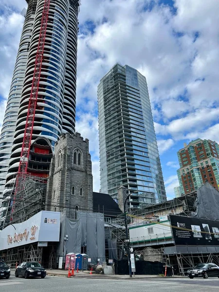Hoge Huizen Canada Wolkenkrabbers Bouw Het Centrum Van Vancouver Tegen — Stockfoto