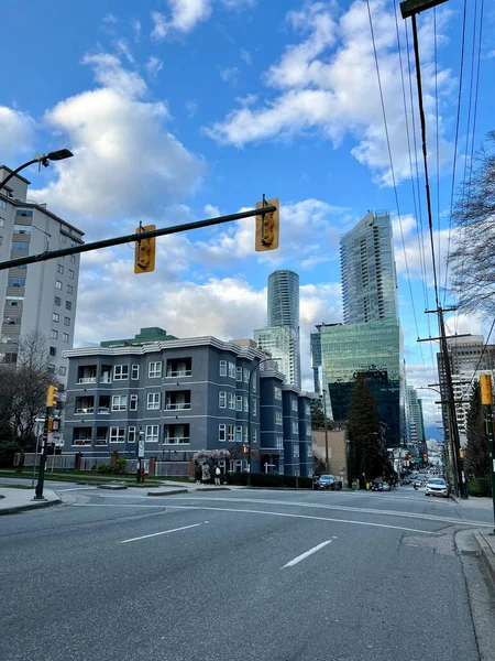 Olika Gator Skyskrapor Människor Bilar Liv Storstad Reser Till Vancouver — Stockfoto